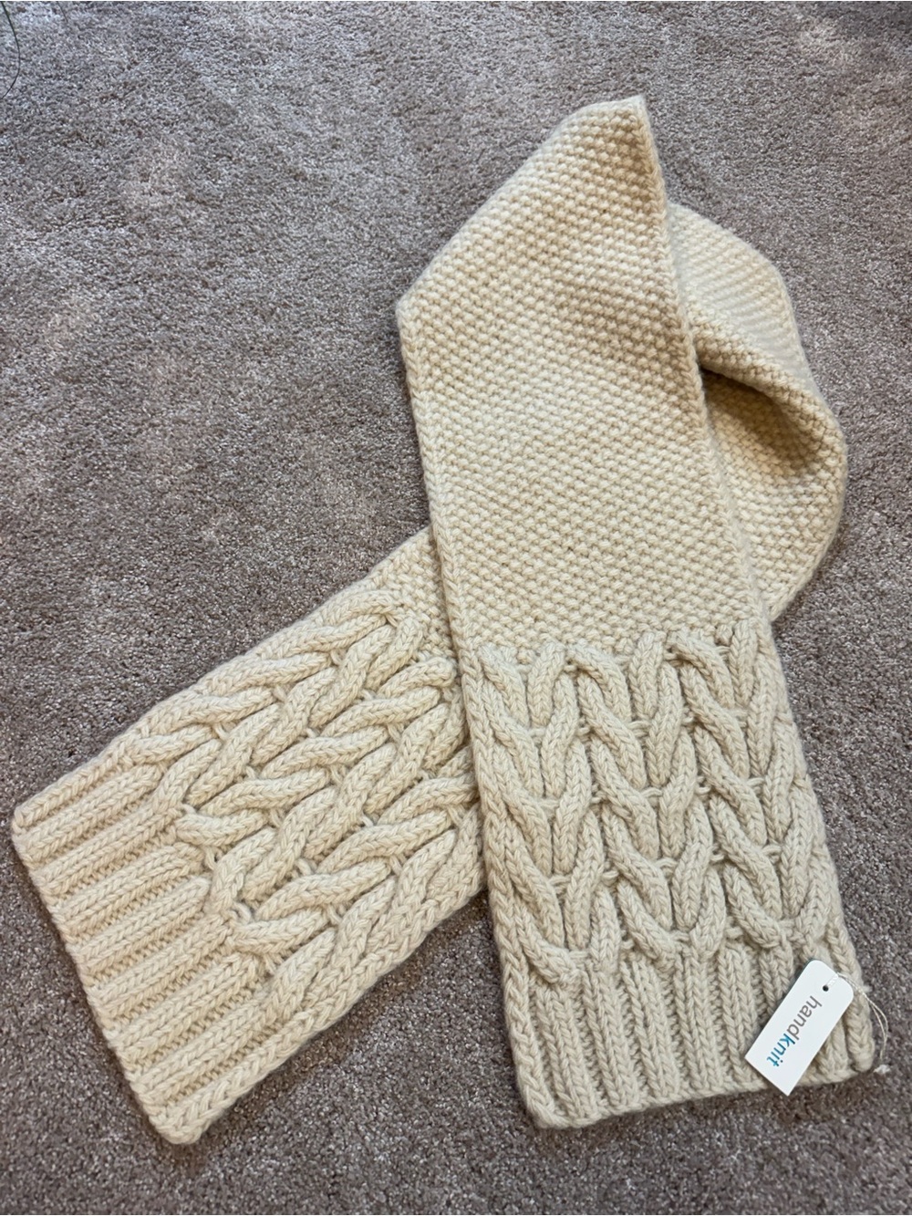 Cream wool chunky long winter scarf NWT